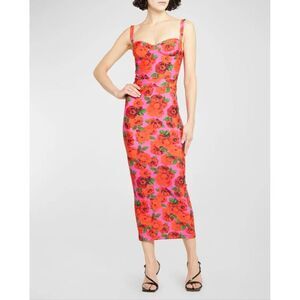 NWT The New Arrivals By Ilkyaz Ozel Monqiue Rose Print Bodycon Midi Dress Small